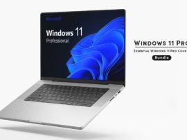 Promotional graphic for Microsoft Windows 11 Professional.