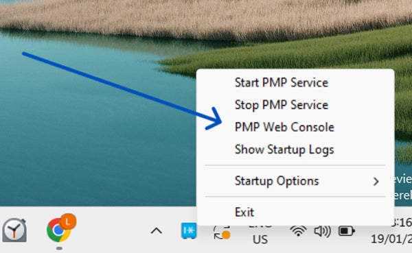 Open the PMP web console.