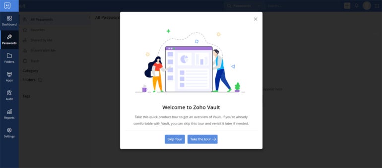 Recorrido por la aplicación Zoho Vault.