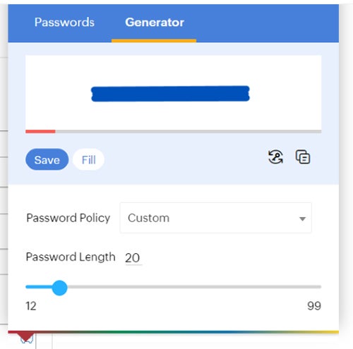 Zoho password generator.