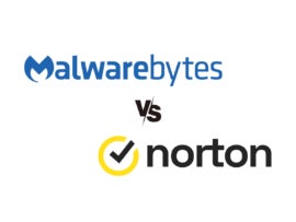 Versus logos of Malwarebytes and Norton.