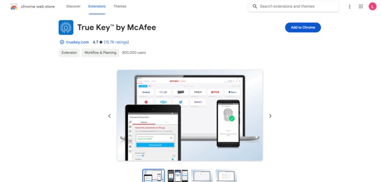 McAfee True Key Chrome extension.
