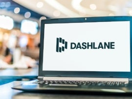 Laptop computer displaying logo of Dashlane.