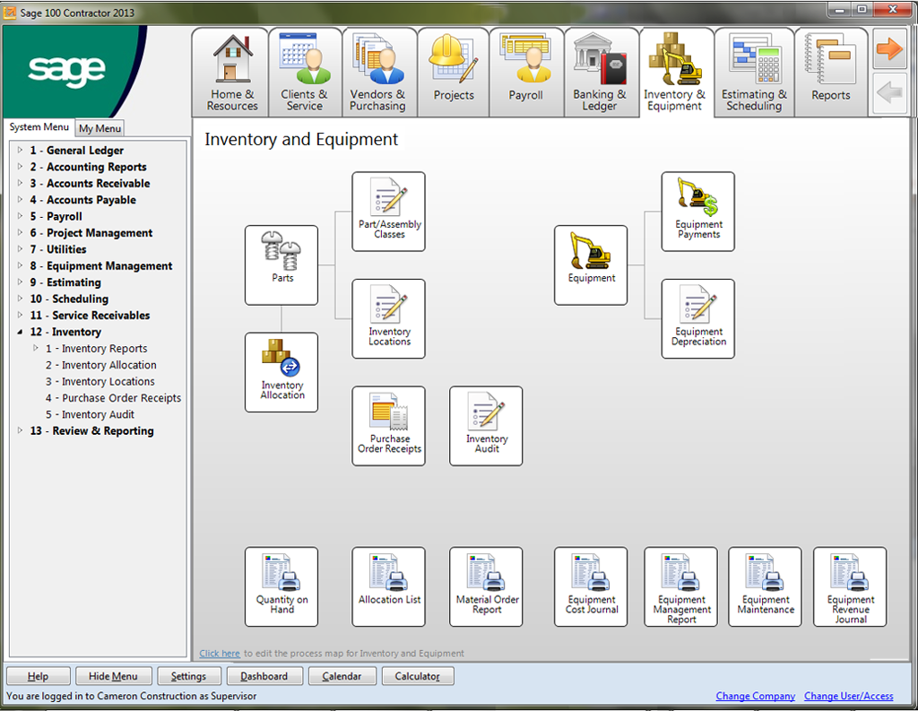 Track your inventory more easily within Sage 100 Contractor.