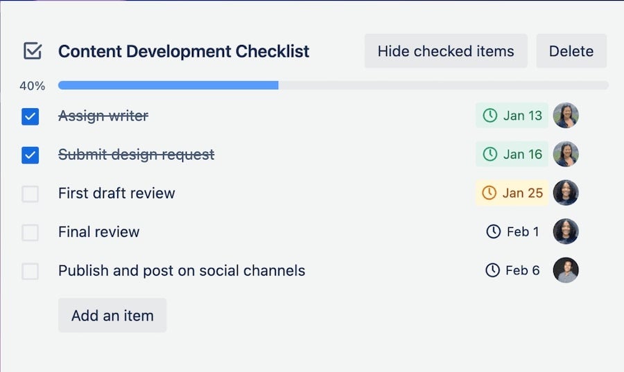 Trello advanced checklists.