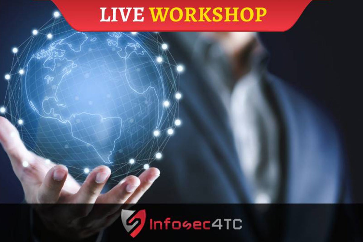 Promotional graphic for Infosec4TC Cybersecurity Training Workshop.