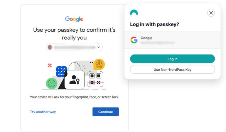 You can easily log into a site with your associated passkey.