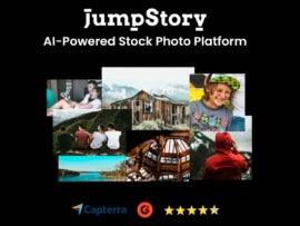Promotional graphic for JumpStory.