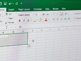 Close up shot of a Microsoft Excel application menu on computer screen.