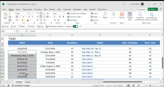 How to Format a Copy for Excel Worksheet Columns and Rows