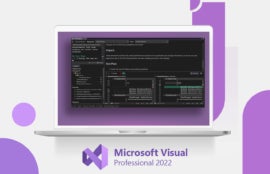 Promotional graphic for Microsoft Visual Professional 2022.