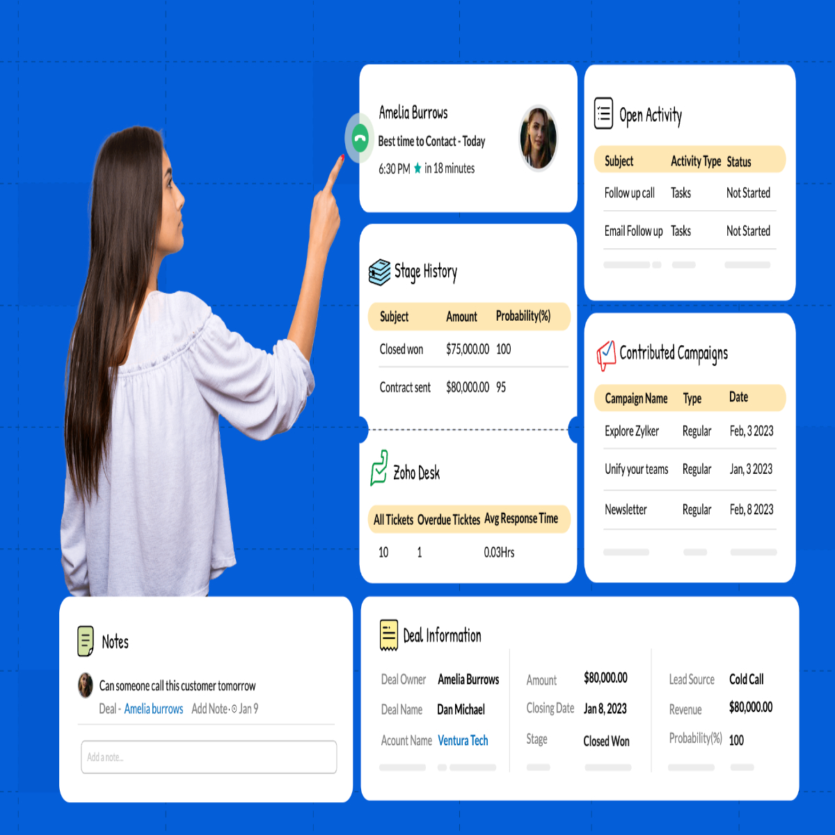 Zoho CRM interface example of customer views.