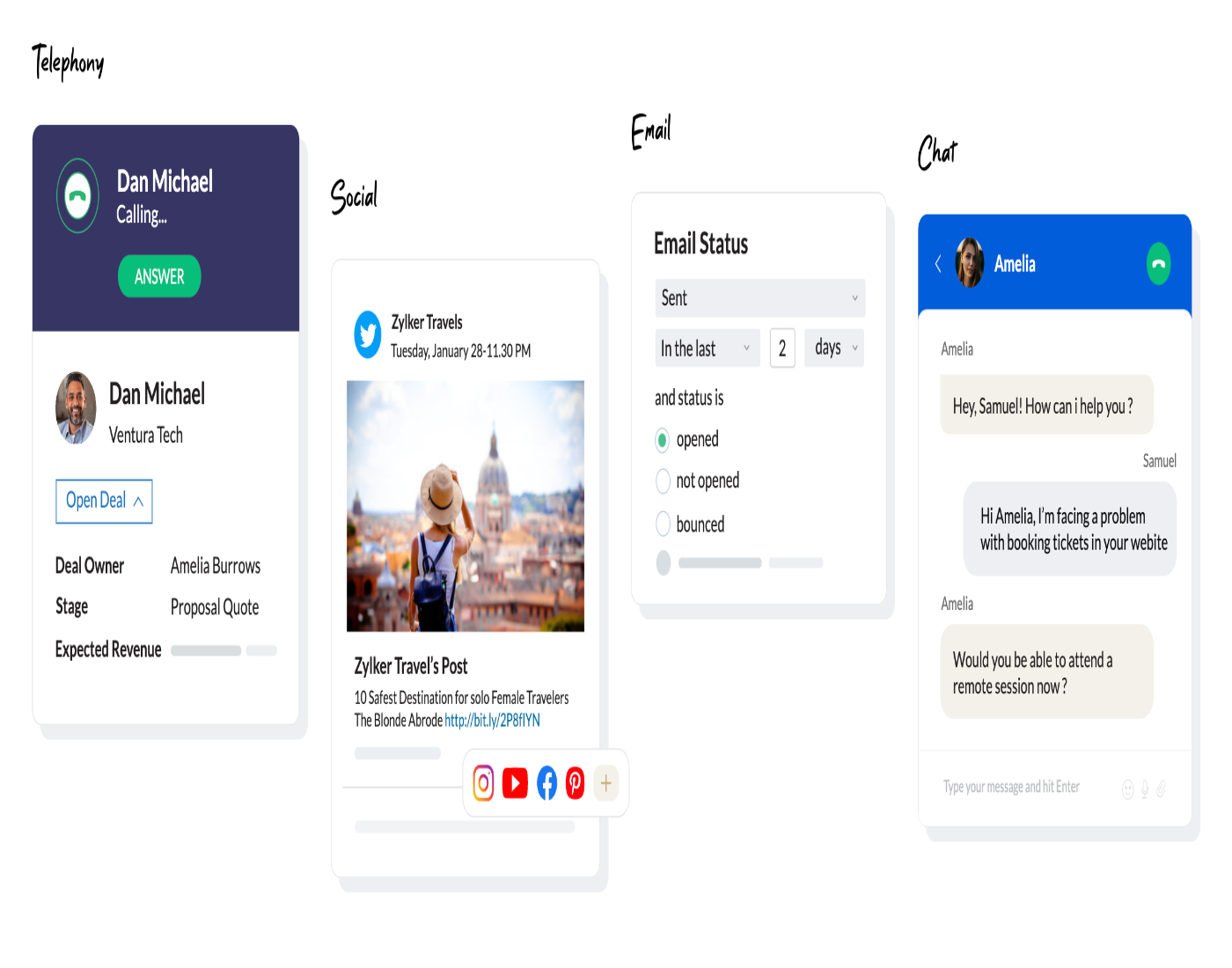 Example of Zoho CRM omnichannel points of sale.