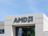 Close up of AMD sign on the building in San Jose, California, USA.