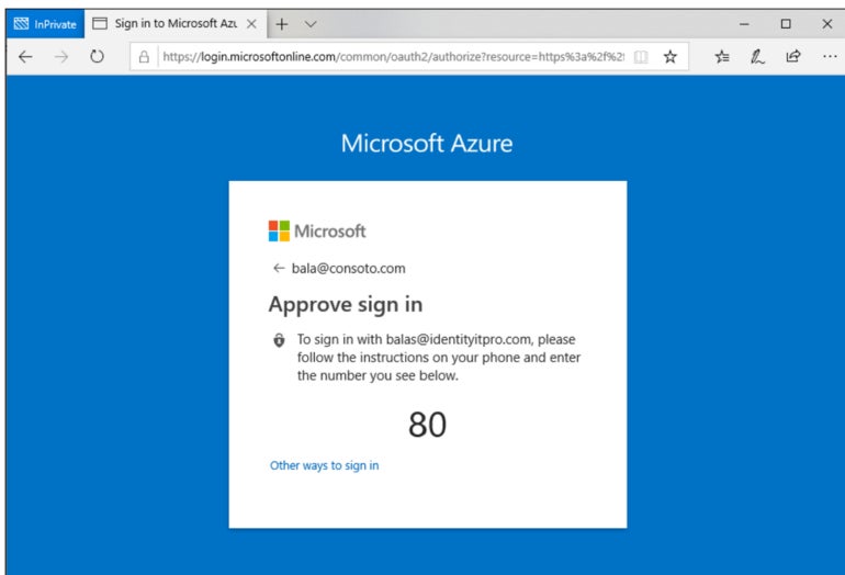 Notificación push de Microsoft Authenticator.
