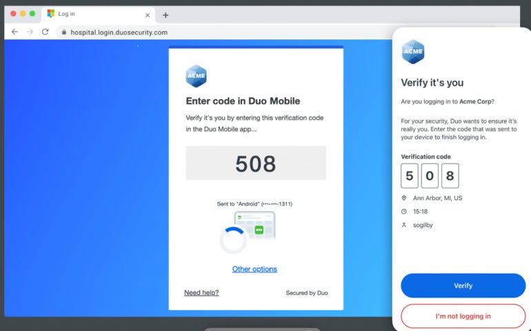 Verificación para Duo push.