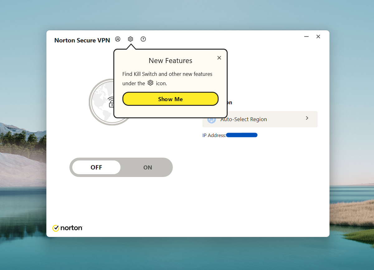 Norton Secure VPN desktop app.