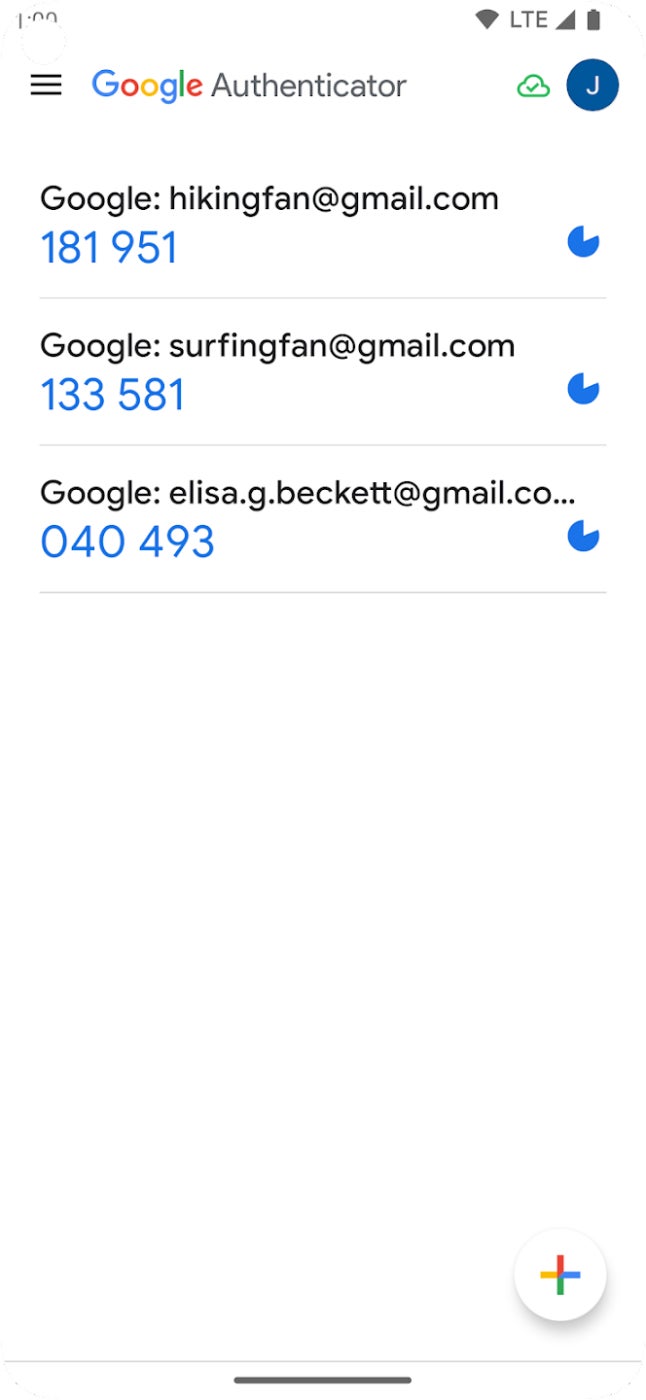 A screenshot of the Google Authenticator mobile app.