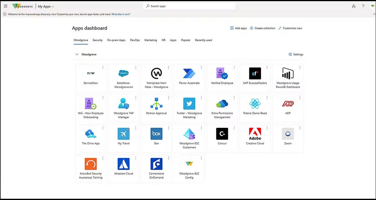 A screenshot of the Microsoft Entra ID app dashboard.