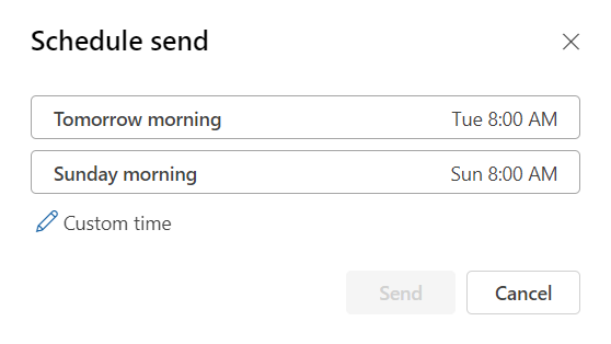 You can customize when an email will arrive in the designated recipient's inbox through Outlook Scheduled Send.