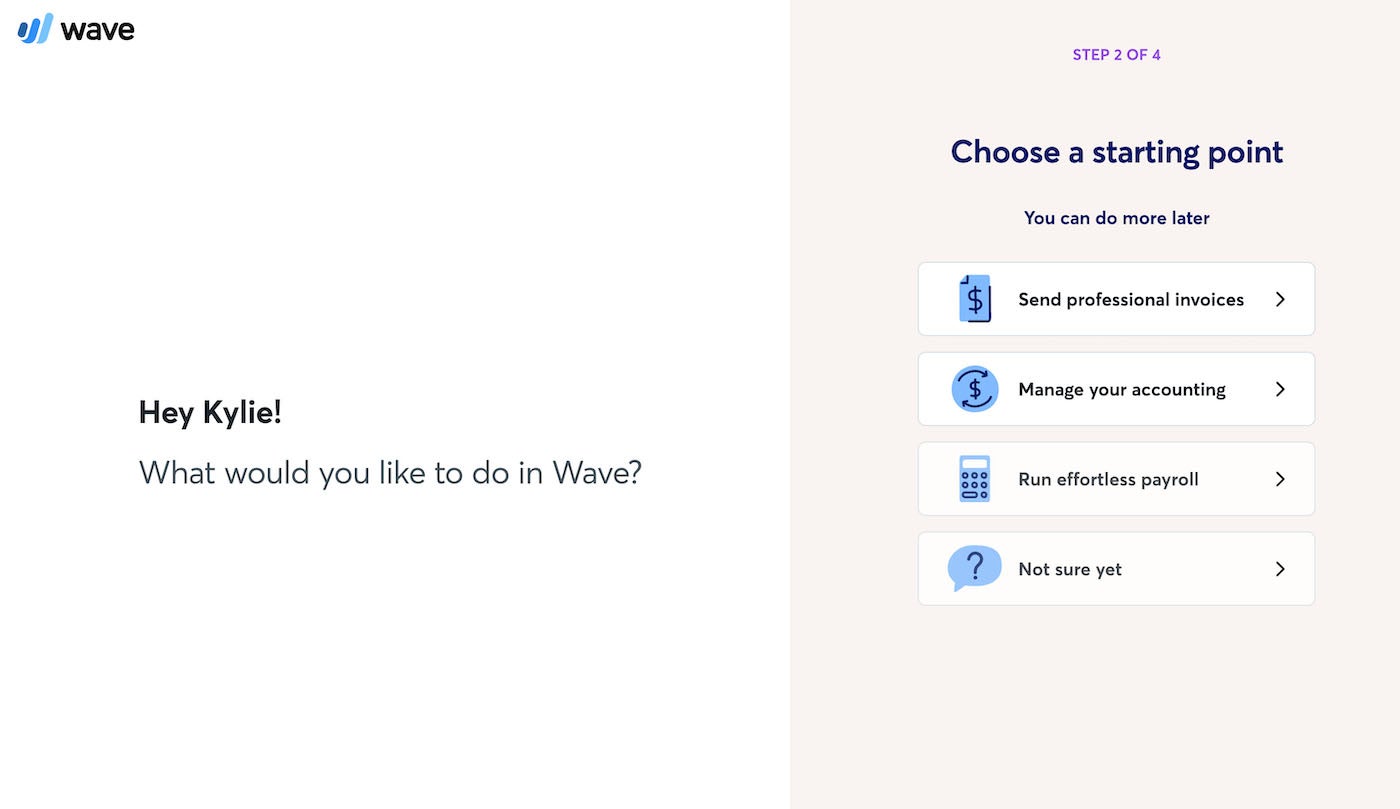 It shouldn't take you more than a few minutes to set up your Wave Accounting software for the first time. During business hours, you can reach out for help via live chat directly from your dashboard.