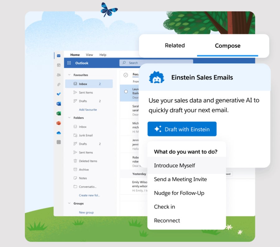 Einstein AI drafting sales emails.