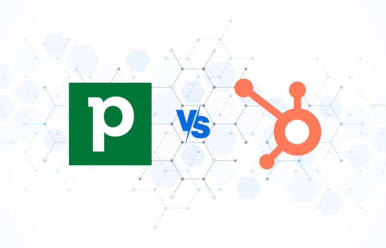 Versus graphic featuring icons of Pipedrive and HubSpot.
