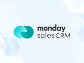 Review graphic featuring the logo of monday sales CRM.