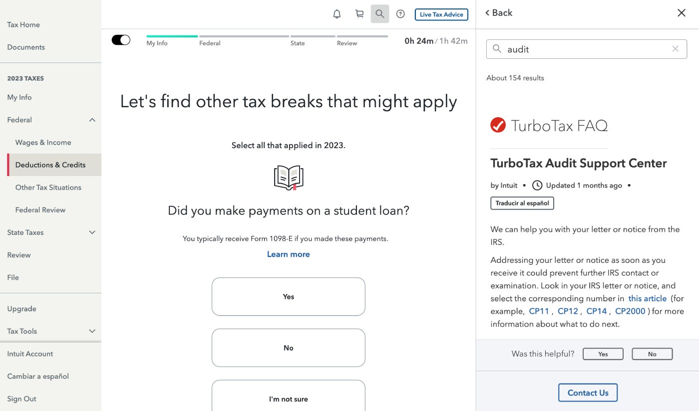 TurboTax audit support.