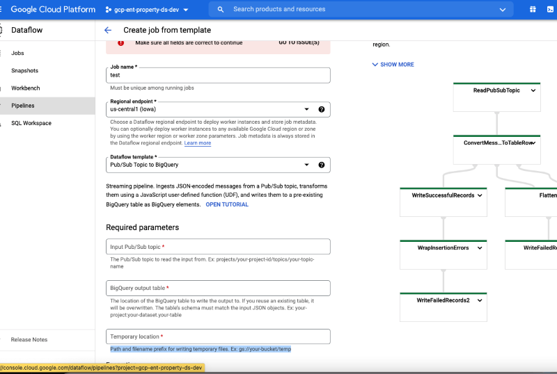 Google Cloud Dataflow lets users create a job from a template.