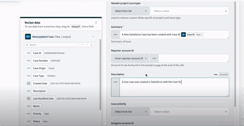 Workato’s drag-and-drop recipe builder helps streamline workflows.