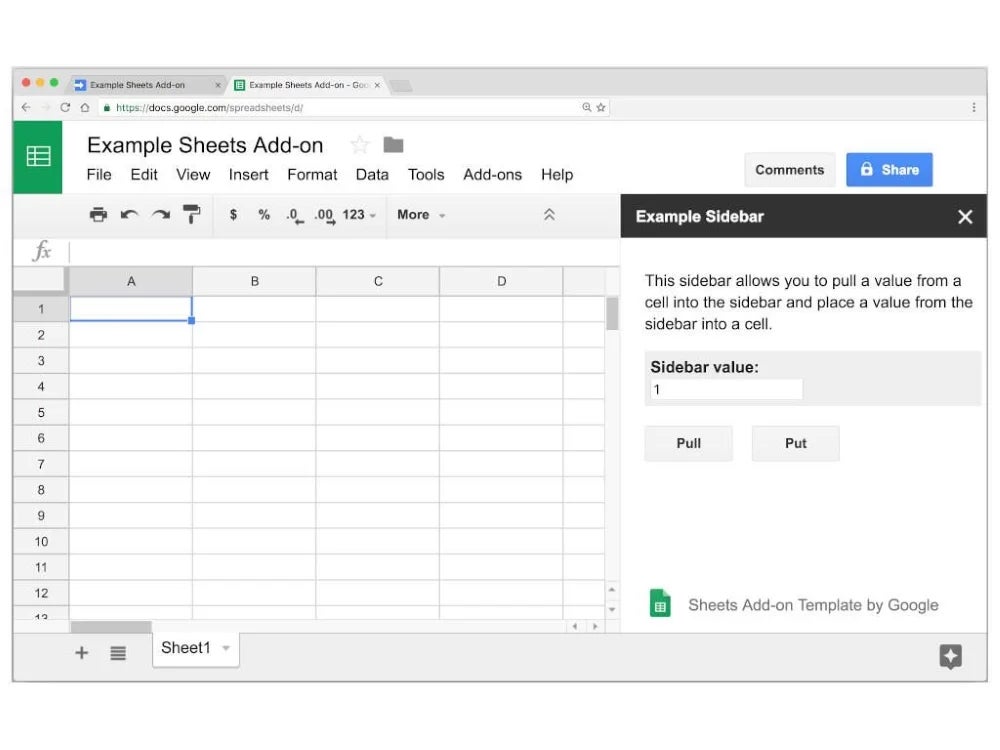 Google Spreadsheet interface.