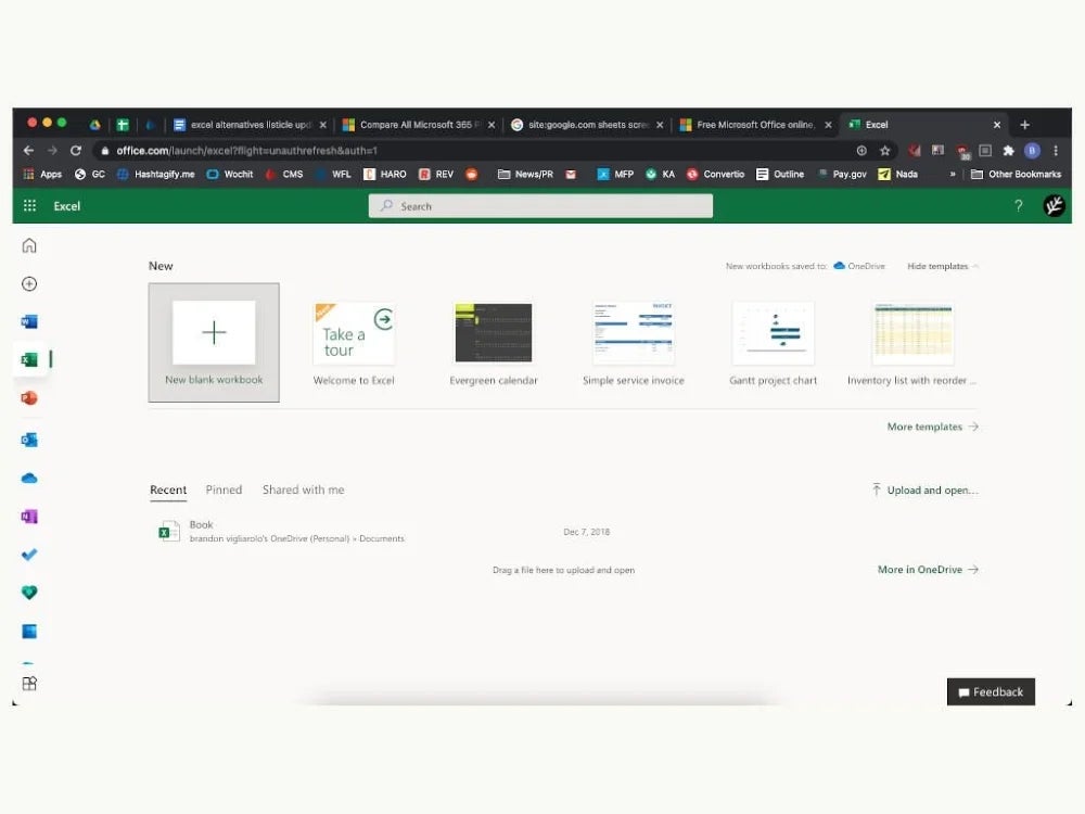 A look at Microsoft Office Excel Online.