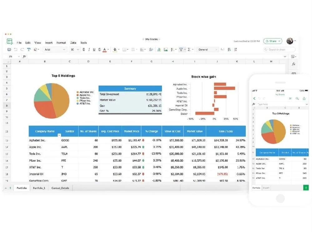 Zoho Sheet example.