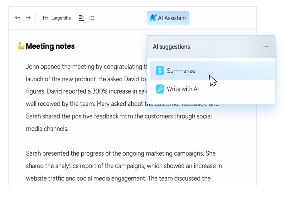 monday sales CRM content summarizing tool sample.