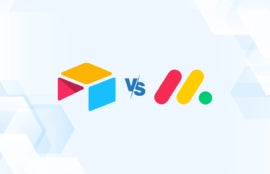 Versus graphic featuring logos of Airtable and Monday.com.