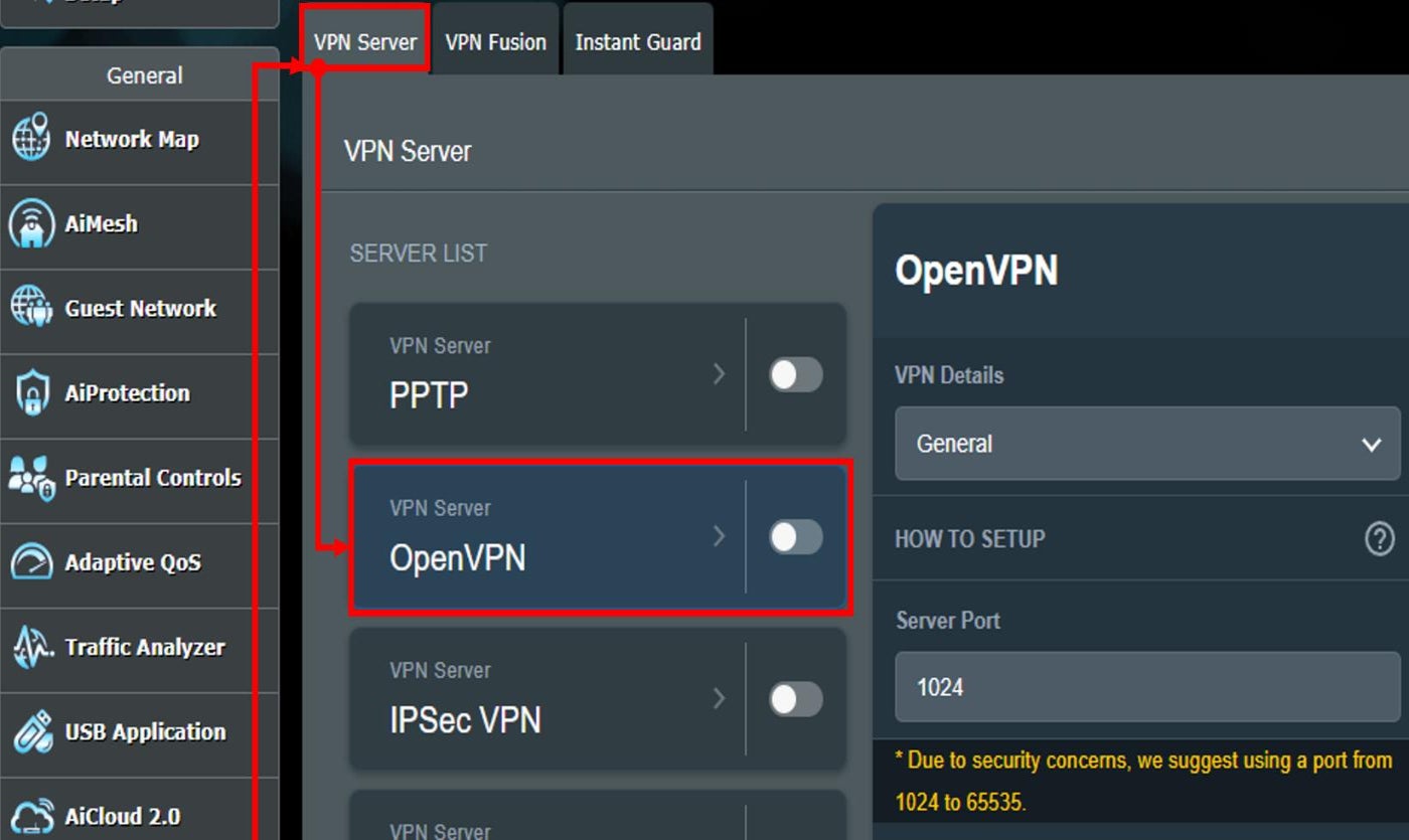 Add OpenVPN on Asus router.