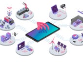 IOT isometric color vector illustration. Devices online remote control. Smart home system. Cloud computing, electronics wireless connection.