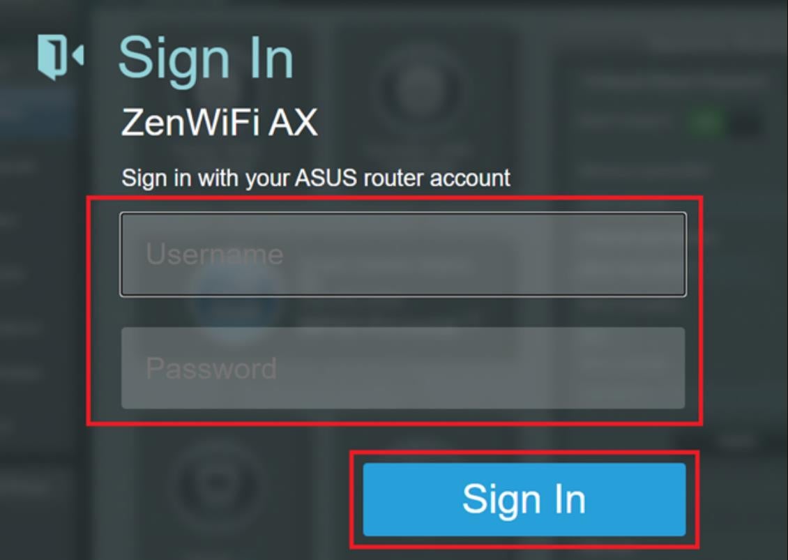 Asus router login dashboard.