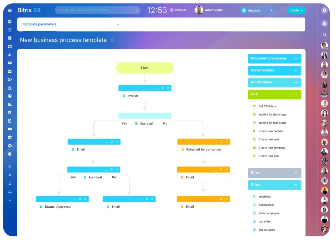 Bitrix24 new business process workflow template.