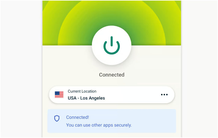 ExpressVPN on/off button on its Android app. 