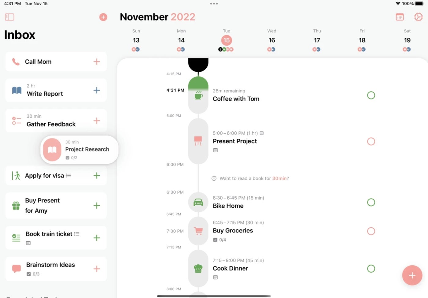 Structured’s timeline design.