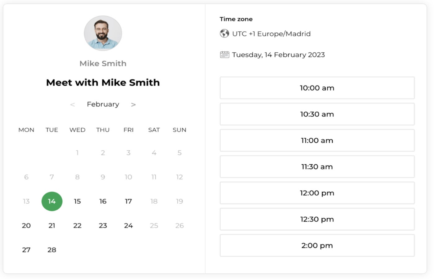 Onpipeline appointment booking interface.