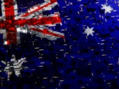Technology background with national flag of Australia.
