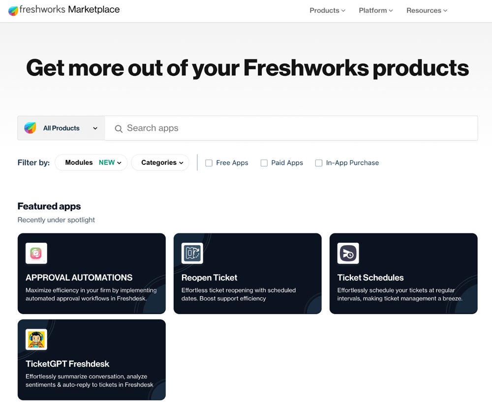 Freshsales marketplace for available integrations.