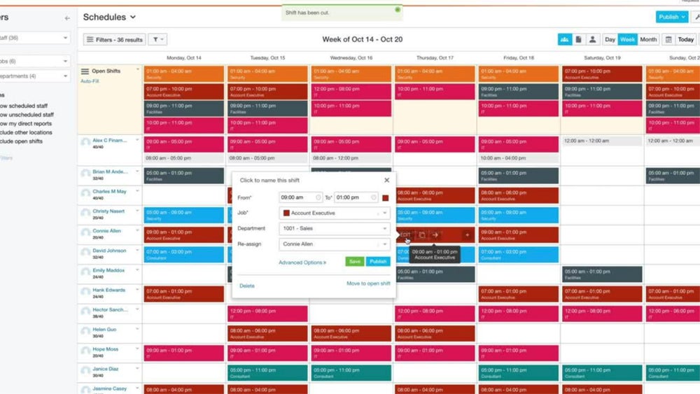 The scheduling calendar in Paycor.