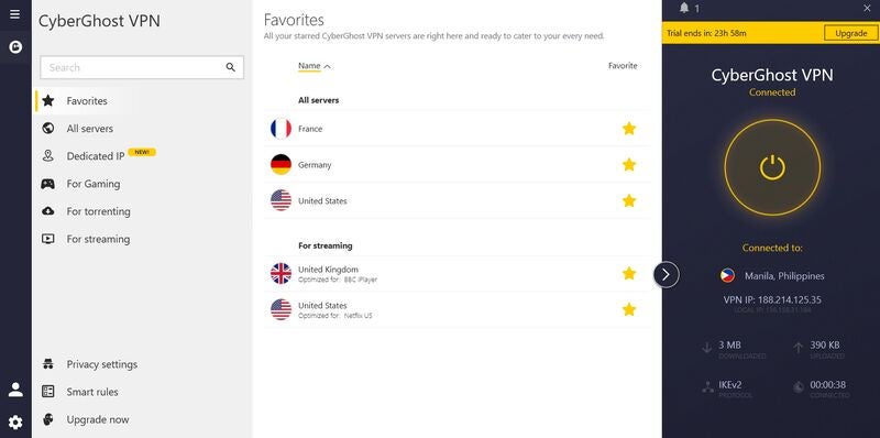 CyberGhost VPN’s desktop application. 