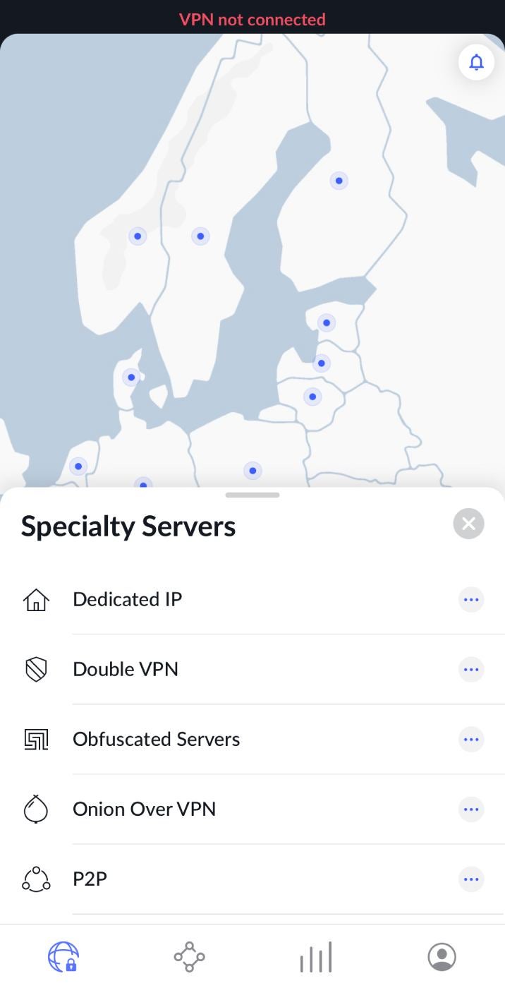 The NordVPN iPhone app.