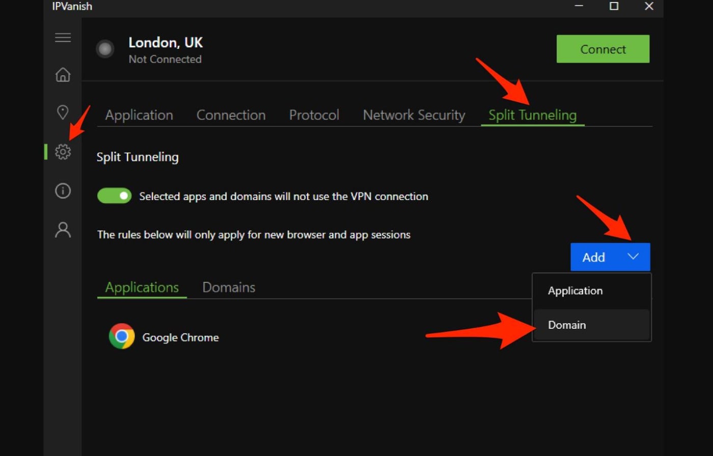 IPVanish Split Tunneling.