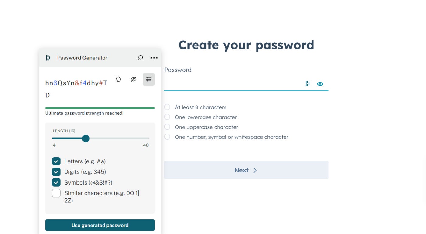 Suggested password from Dashlane.